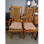 Pair of hardwood highback dining chairs