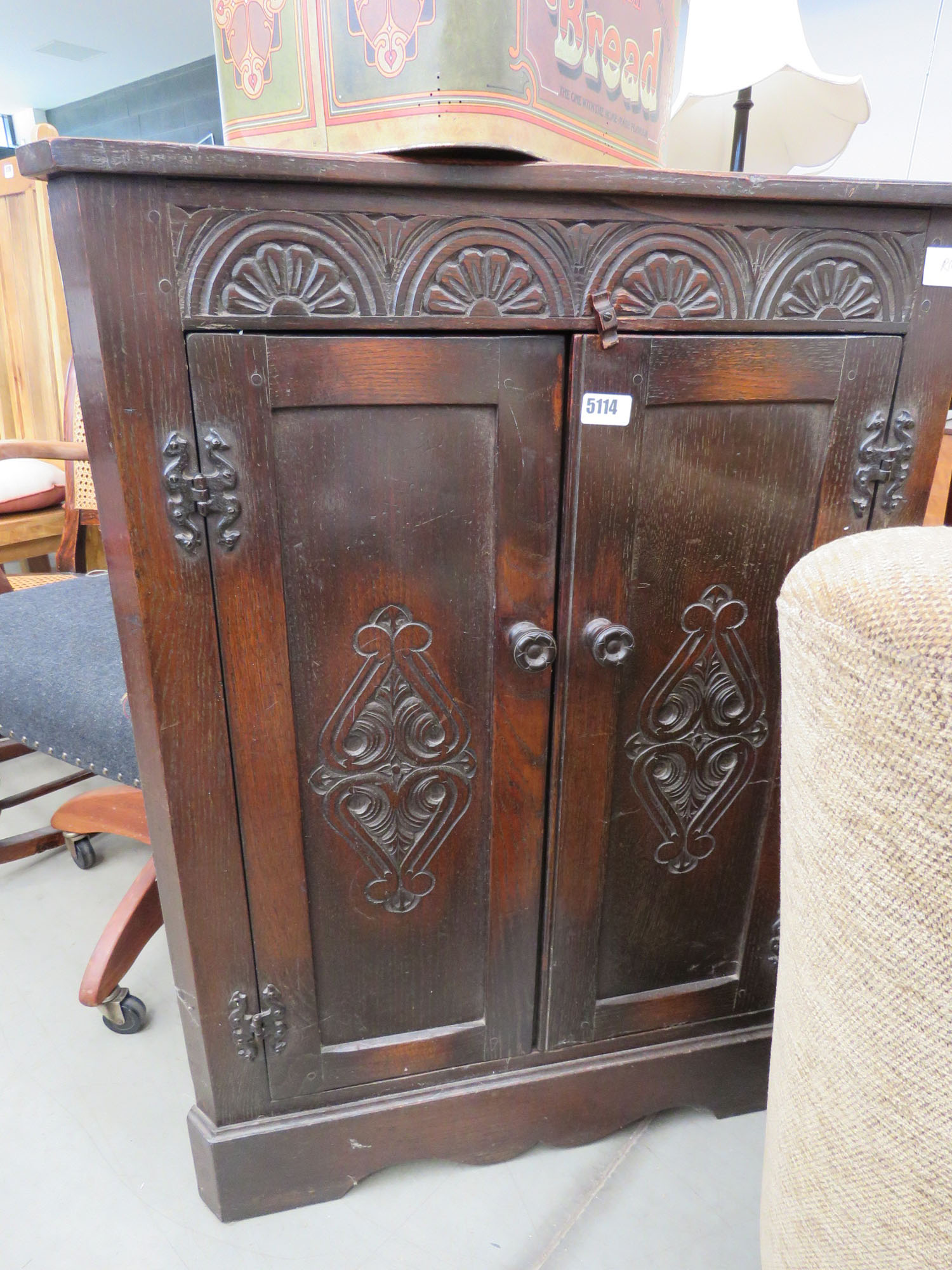 Dark oak double door corner cupboard