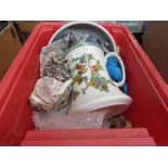 Box containing a washstand jug, dishes and bowls
