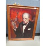 Oil on canvas; study of Churchill signed Homer 86 and an associated preliminary sketch