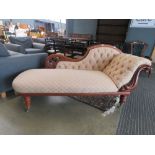 Carved Victorian chaise longue