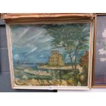 5039 Oil on canvas; castle and seashore