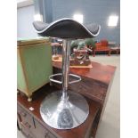 Chromed and black leather effect adjustable pub stool