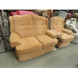 Parker Knoll floral patterned 2-seater sofa with matching armchair