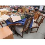 Old Charm extending dining table plus 6 chairs to include 2 carvers