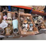 3 boxes containing lusterware and studio pottery