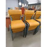 10 mustard leather effect and metal stacking chairs