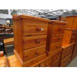 Pair of 3 drawer pine bedside cabinets
