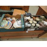 2 boxes containing pottery goblets, and quantity fo sideplates, and ornaments