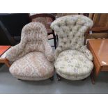 5091 - 2 button back upholstered Victorian nursing chairs