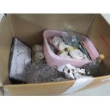 Box containing glassware, candles and household goods