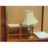 2 strung stools plus brass table lamps
