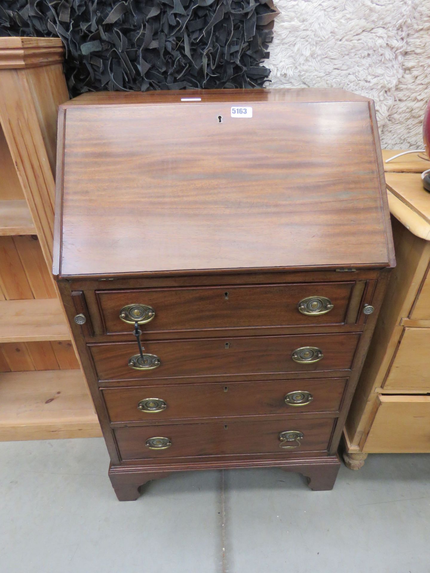 Reproduction mahogany bureau with 4 drawers under