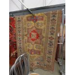 (4) Multi coloured Turkish carpet with geometric pattern