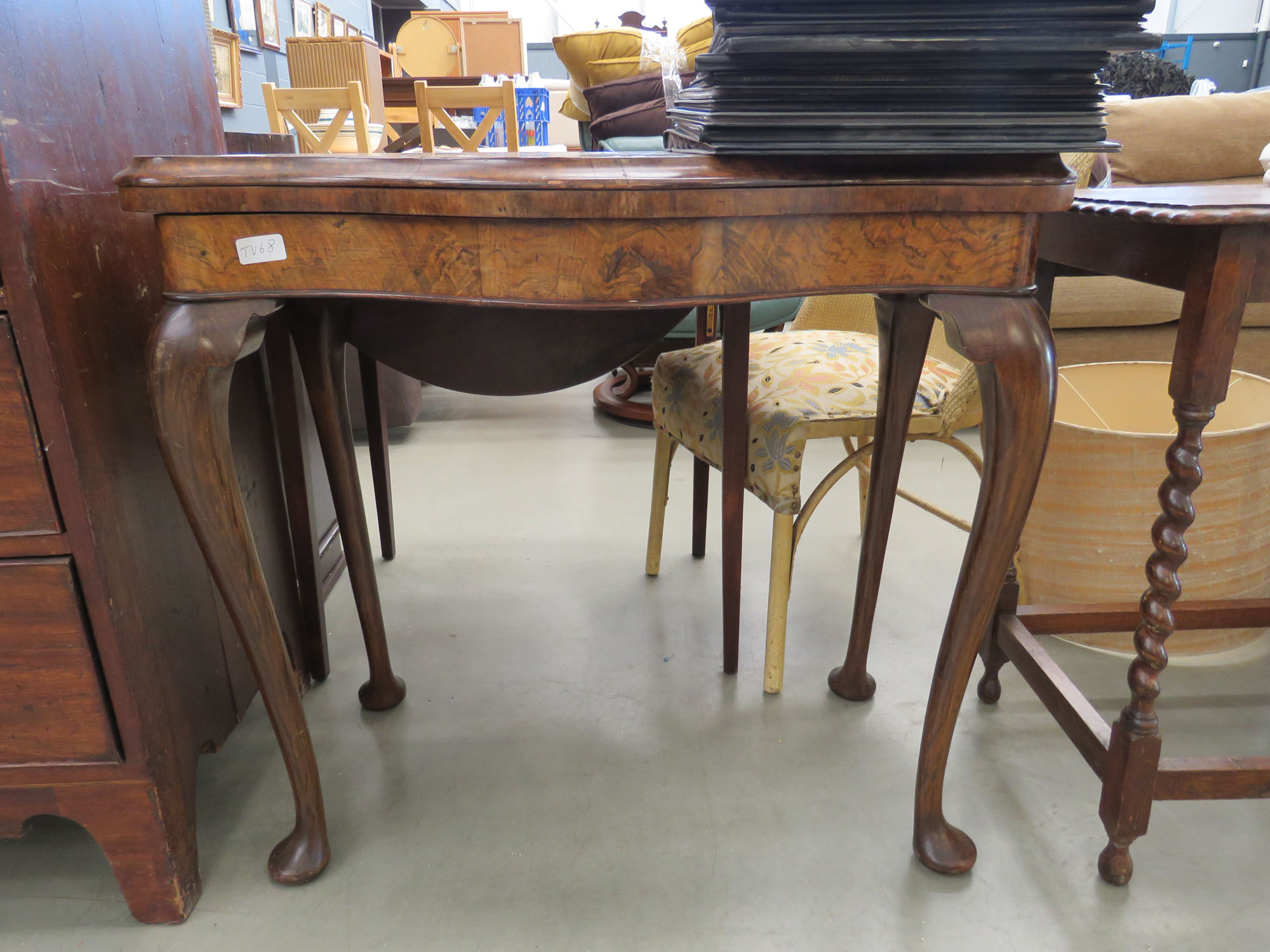 Walnut fold over card table