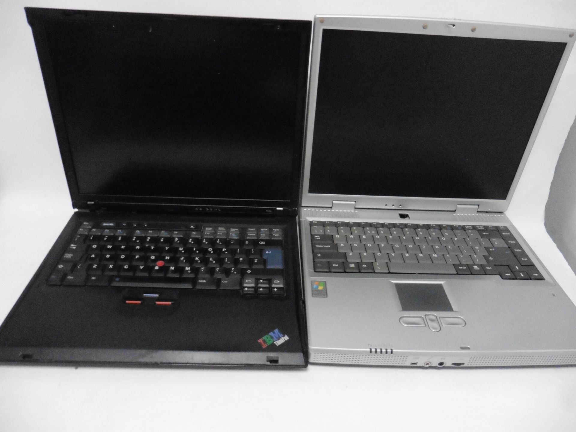 2 laptops, 1x IBM Thinkpad R50e (XP vintage) no Hard drive & 1x Time 8375 (XP vintage) no Hard drive