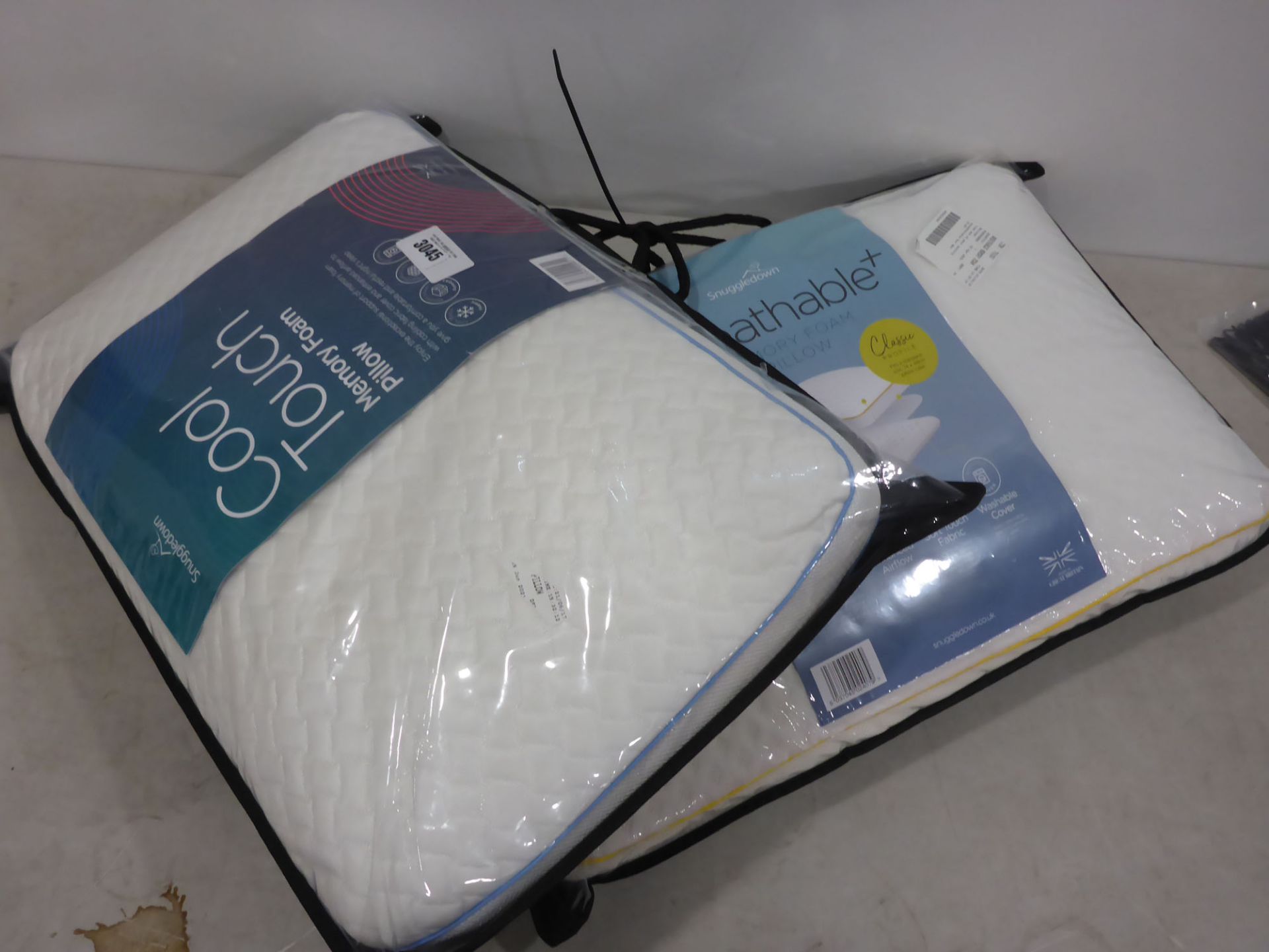 Two bagged breathable memory foam pillows