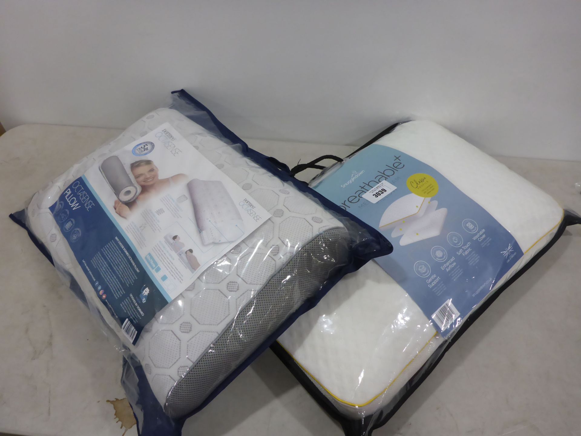 Bagged Dormeo octasense pillow with a snuggle down breathable pillow
