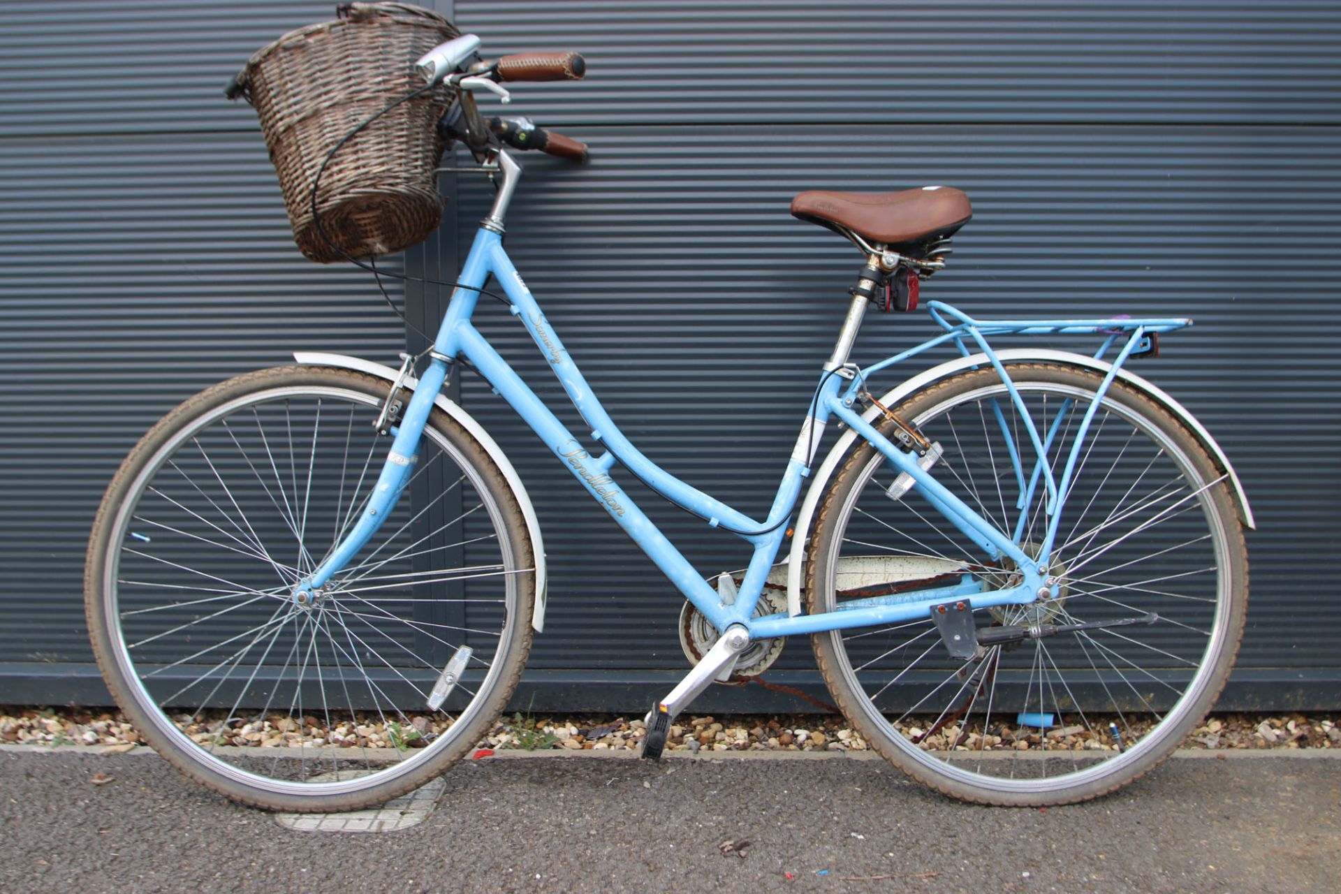 Pendelton blue ladies bike with front basket