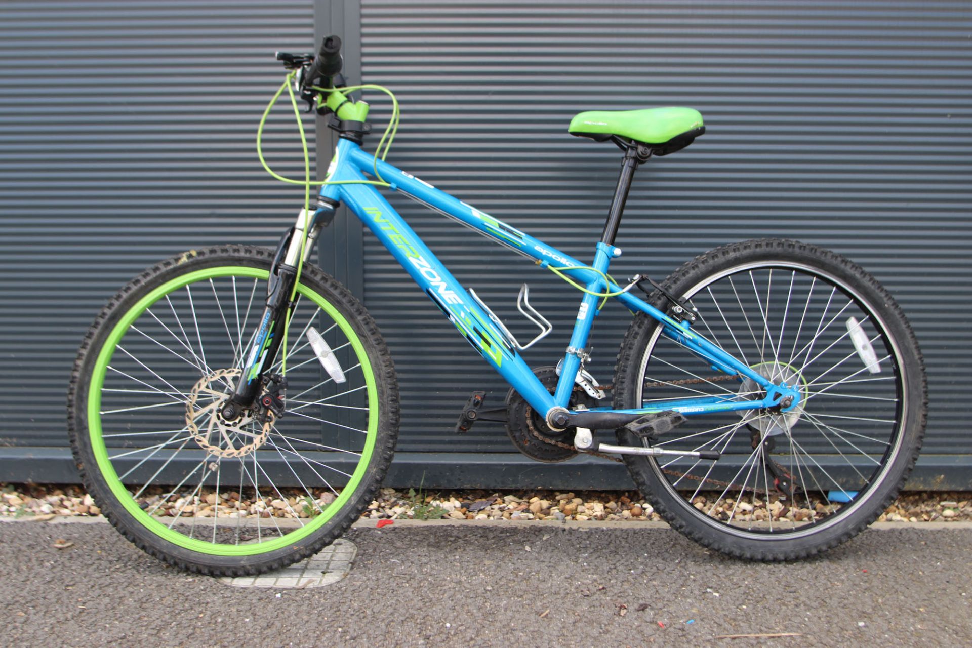 Blue and green childs mountain bike