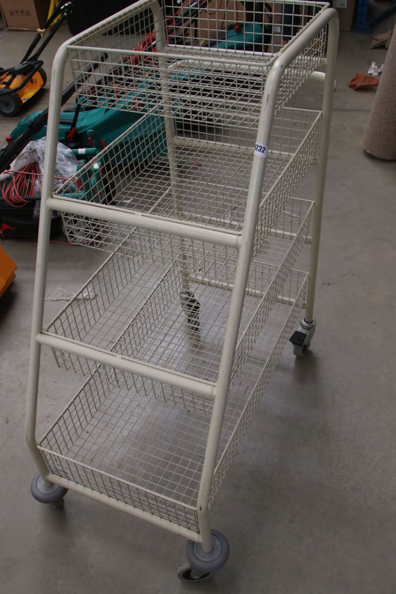 Wire 4-shelf trolley