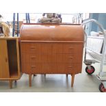 Teak dome-topped bureau over 3 drawers