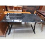 5287 Smoked glass topped table on black supports