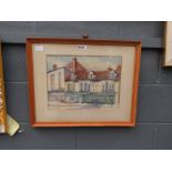 Framed and glazed watercolour by Lanaway of a street scene