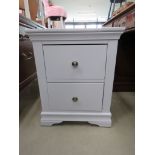 Grey-painted 2 drawer bedside cabinet