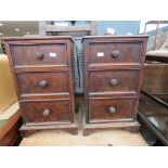 Pair of 3-drawer mahogany bedside cabinets