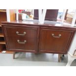 5134 Dark wood sideboard of single door and 2 drawers