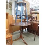 Single tripod circular top table and a blue painted stool