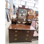 5168 Dark wood dressing table of 2 over 2 drawers