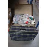 2 vintage suitcases containing fabric