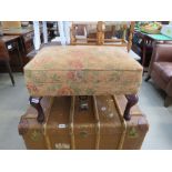 Floral upholstered foot stool