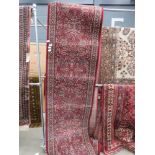 30' Iranian runner in floral and red design