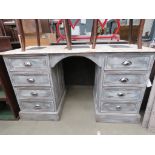 White and grey painted knee hole desk with slate inserts