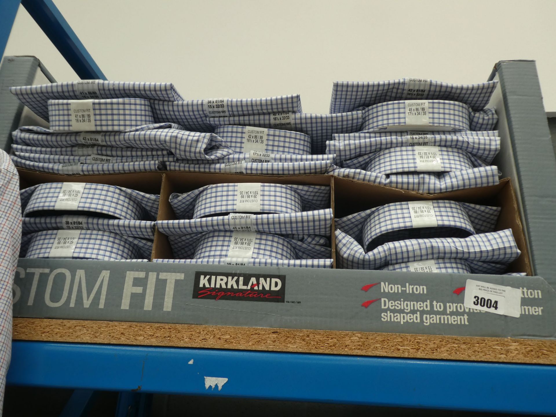 Approx. 35 Kirkland shirts in white with blue and grey checks, various sizes