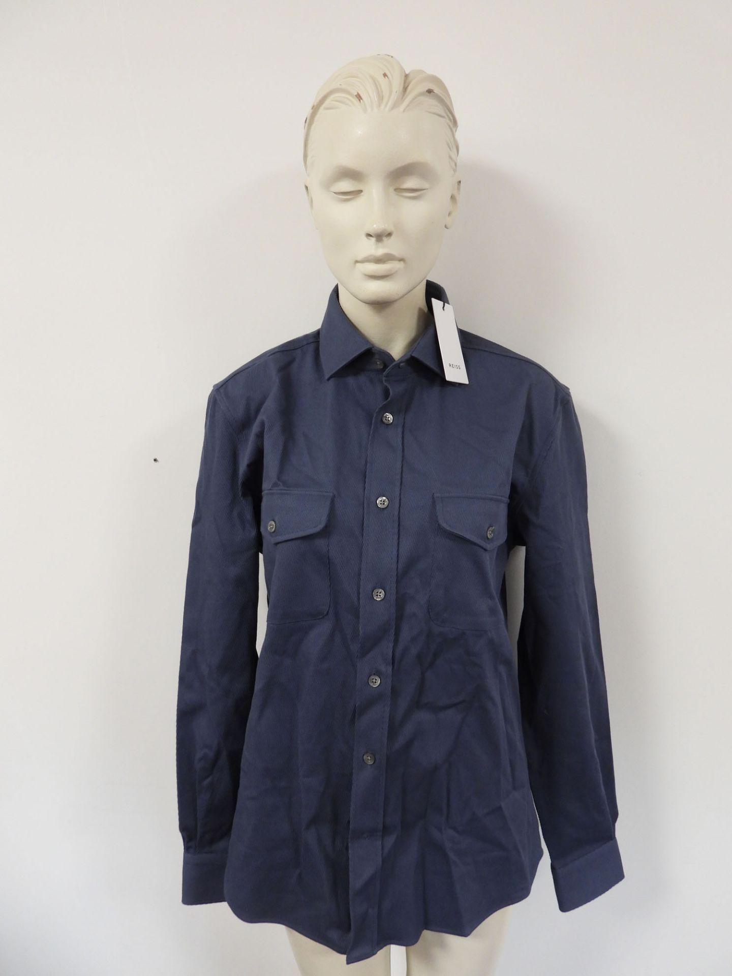 Reiss heavy twill overshirt in air force blue, size medium