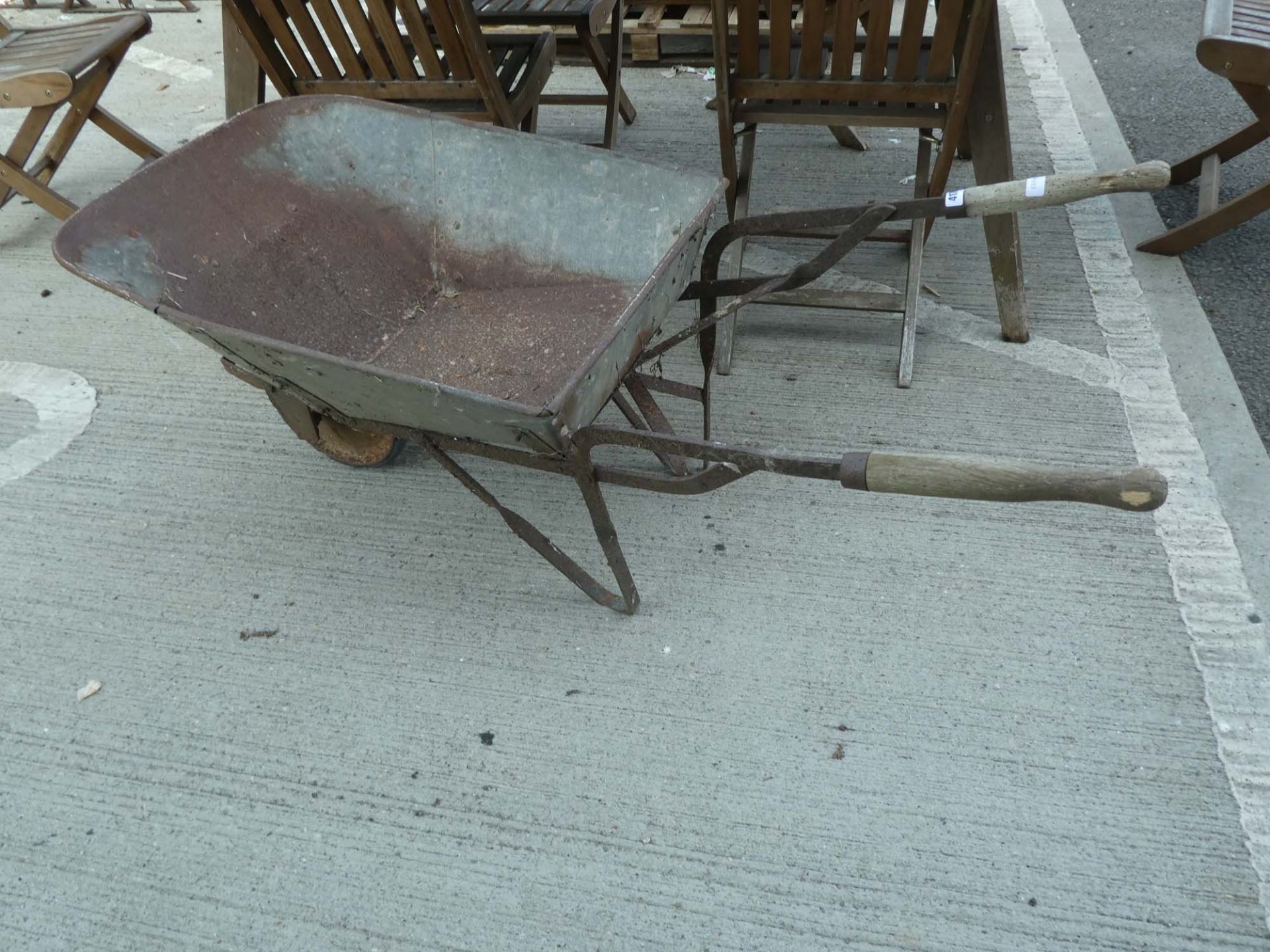 Galvanised vintage wheelbarrow