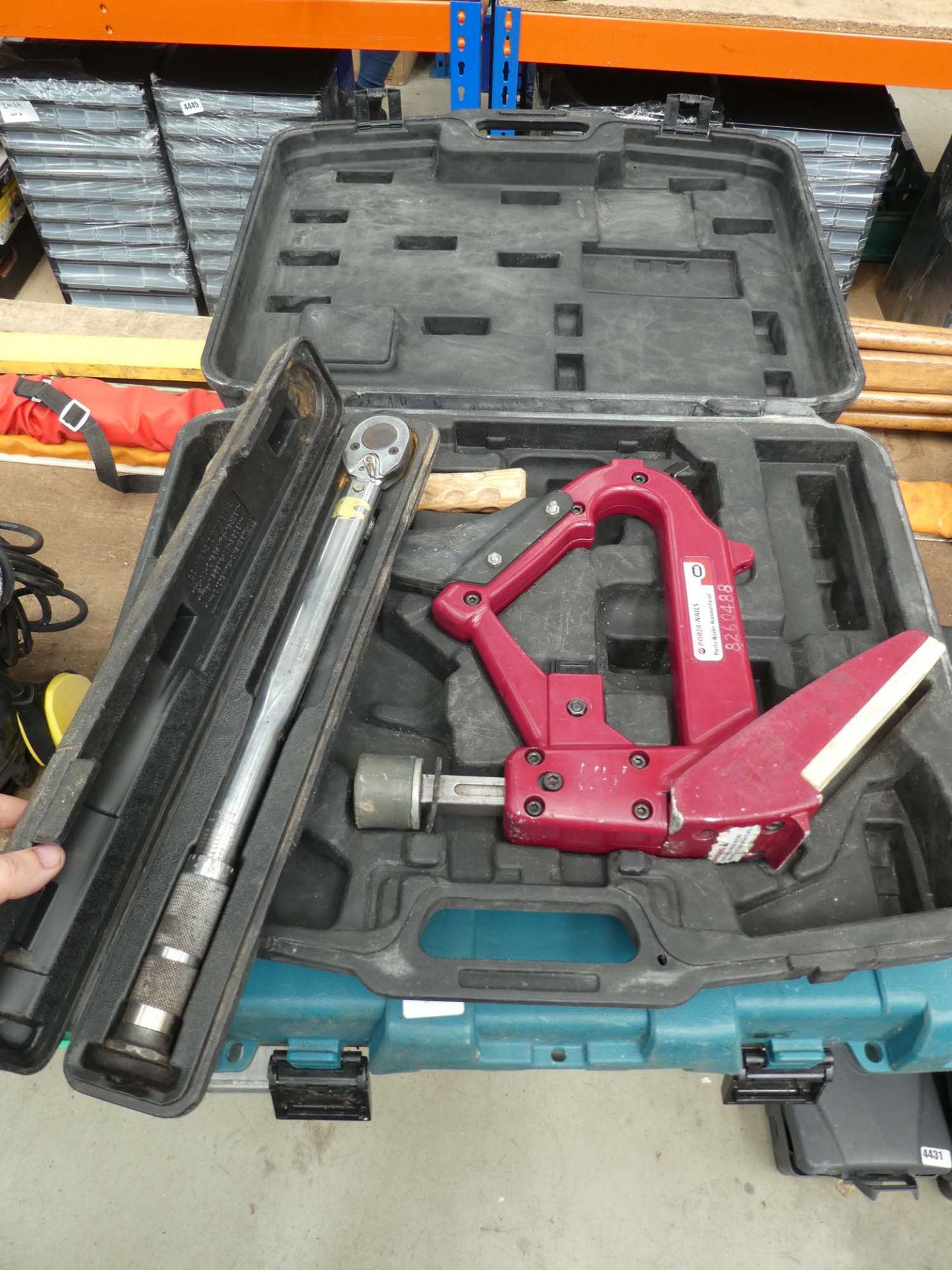 4447 Torque wrench, nailer and a toolbox