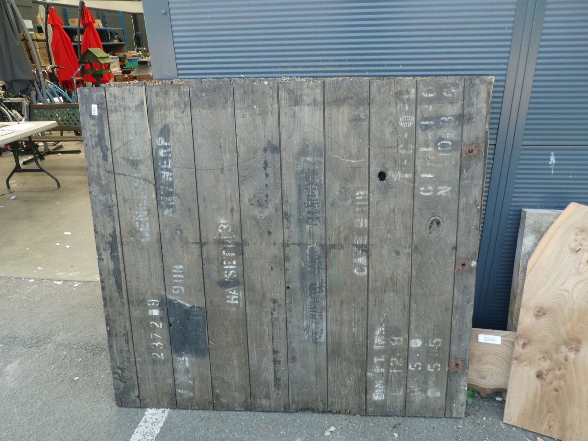 2 vintage Vauxhall shipping crate panels