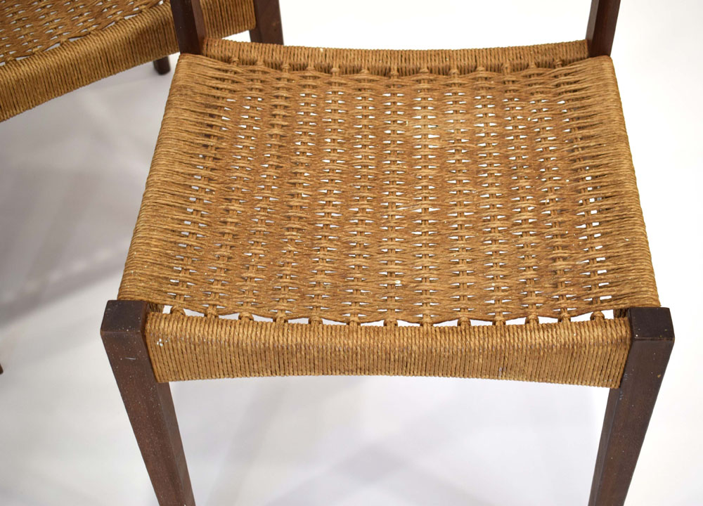 Arne Hovmand Olsen for Mogens Kold, a set of four teak and seagrass dining chairs, - Image 3 of 14