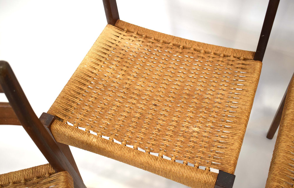Arne Hovmand Olsen for Mogens Kold, a set of four teak and seagrass dining chairs, - Image 5 of 14