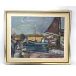 John Waldemar Nystrom (the later), A Swedish coastal town, signed and dated 54, oil on canvas,