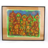 Keren Souza-Kohn (Contemporary), 'Cityscape', signed and dated '07, oil on card,