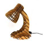 A 1980's desk lamp constructed of interlocking balsa wood CONDITION REPORT: No