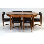 Victor Wilkins for G-Plan, a teak and crossbanded extending dining table, 160 to 206 cm,