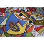 A set of embroidered cushion covers in the manner of Wassily Kandinsky and other abstract artists,