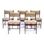 A set of five 1960's rosewood dining chairs with grey fleck and button upholstery,